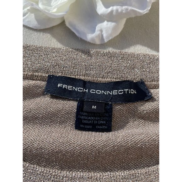 French Connection Womens Metallic Shimmer Pullover Sweater M Corpcore Y2K Preppy - Picture 6 of 9